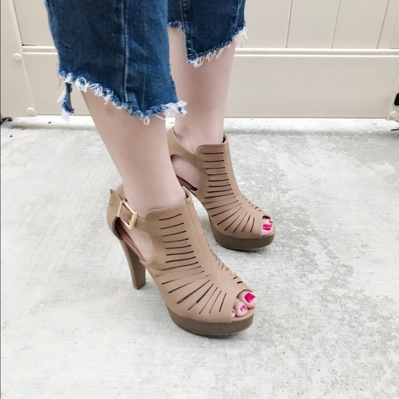 women’s peep toe platform chunky heel - Picture 7 of 8